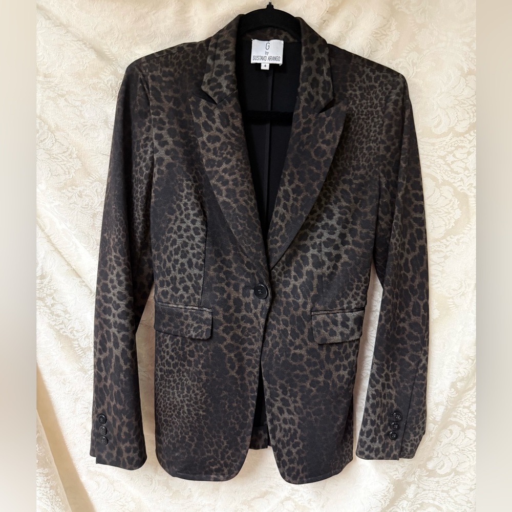 NWOT Gustavo Arango Blazer in Black/Brown Cheetah Print